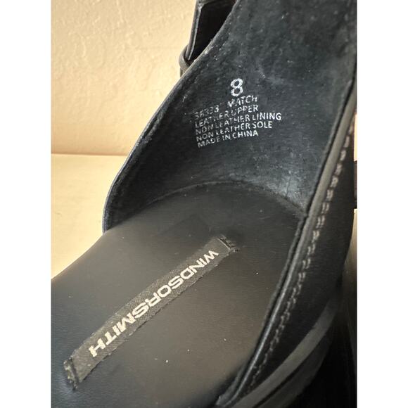 Windsor Smith Black Leather Heels Platform Open Toe Sandals Buckle Women Size 8 - Picture 13 of 13